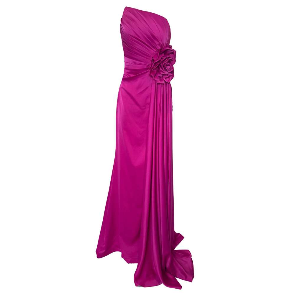 Cult Moda - Strapless Asymmetric Fuchsia Prom Dress - FR 42
